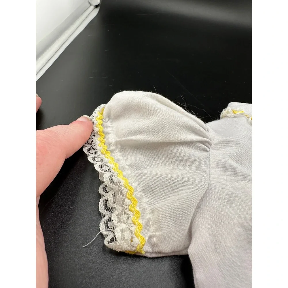 Cabbage Patch Kids Doll Shirt Kids White Lace Trim Yellow Rickrack 1980s Coleco